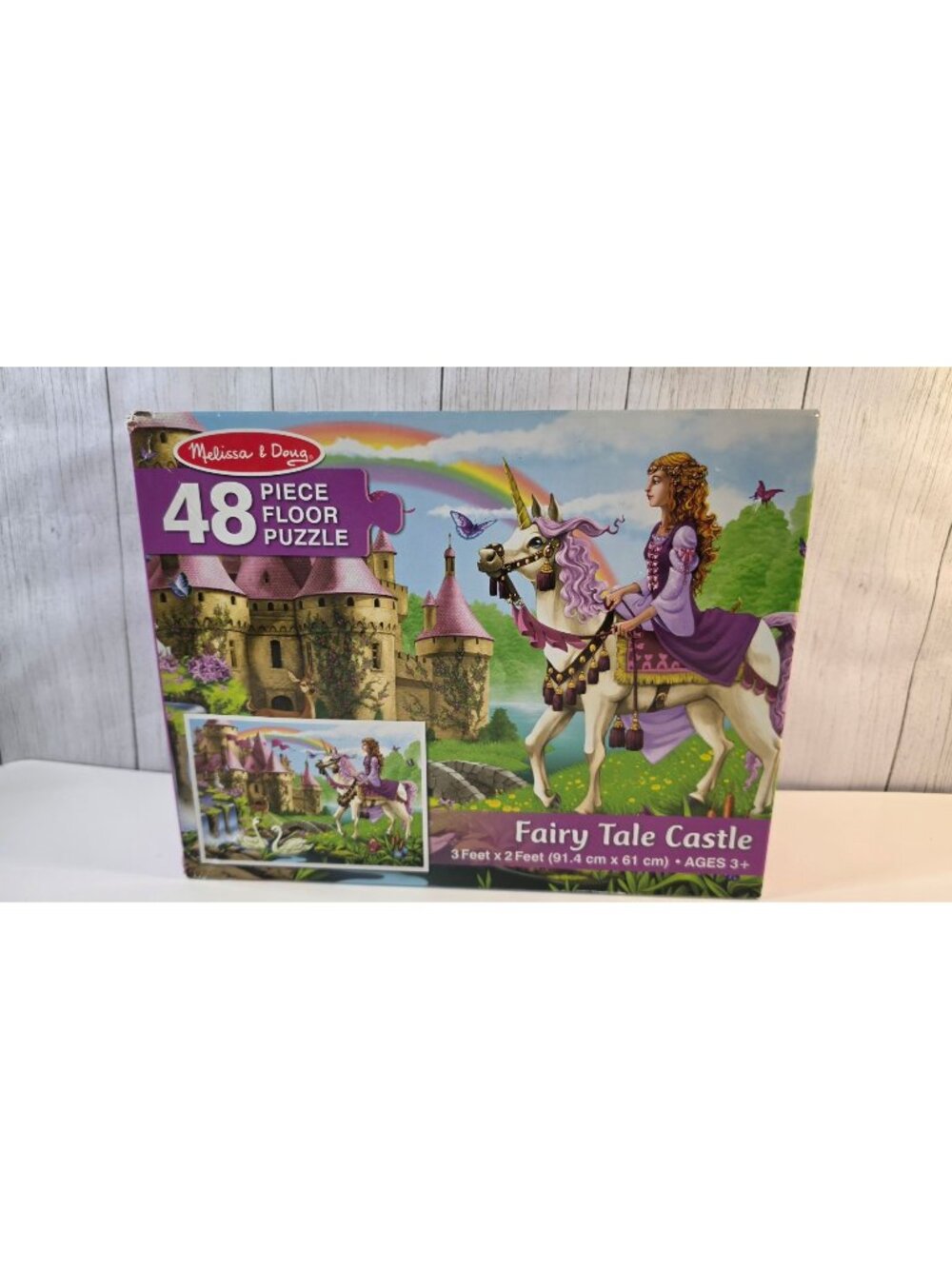 MELISSA & DOUG FAIRY TALE CASTLE JUMBO FLOOR PUZZLE 48 PC PRINCESS UNICORN TOY